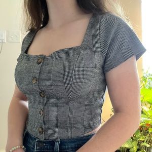 hollister plaid square neck crop top